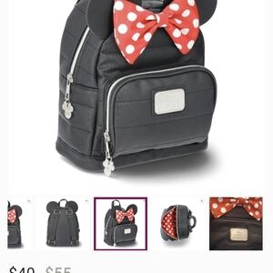Black Kids Minnie Mouse Bow Backpack with Red Polka Dot Bow